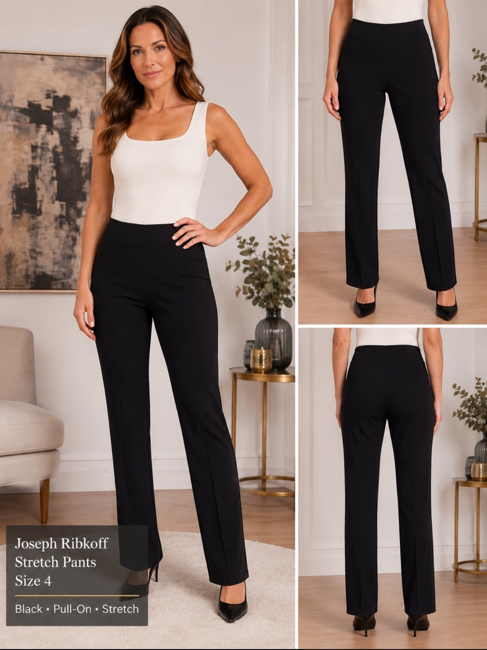 Joseph Ribkoff Black Stretch Pull-On Pants Size 4